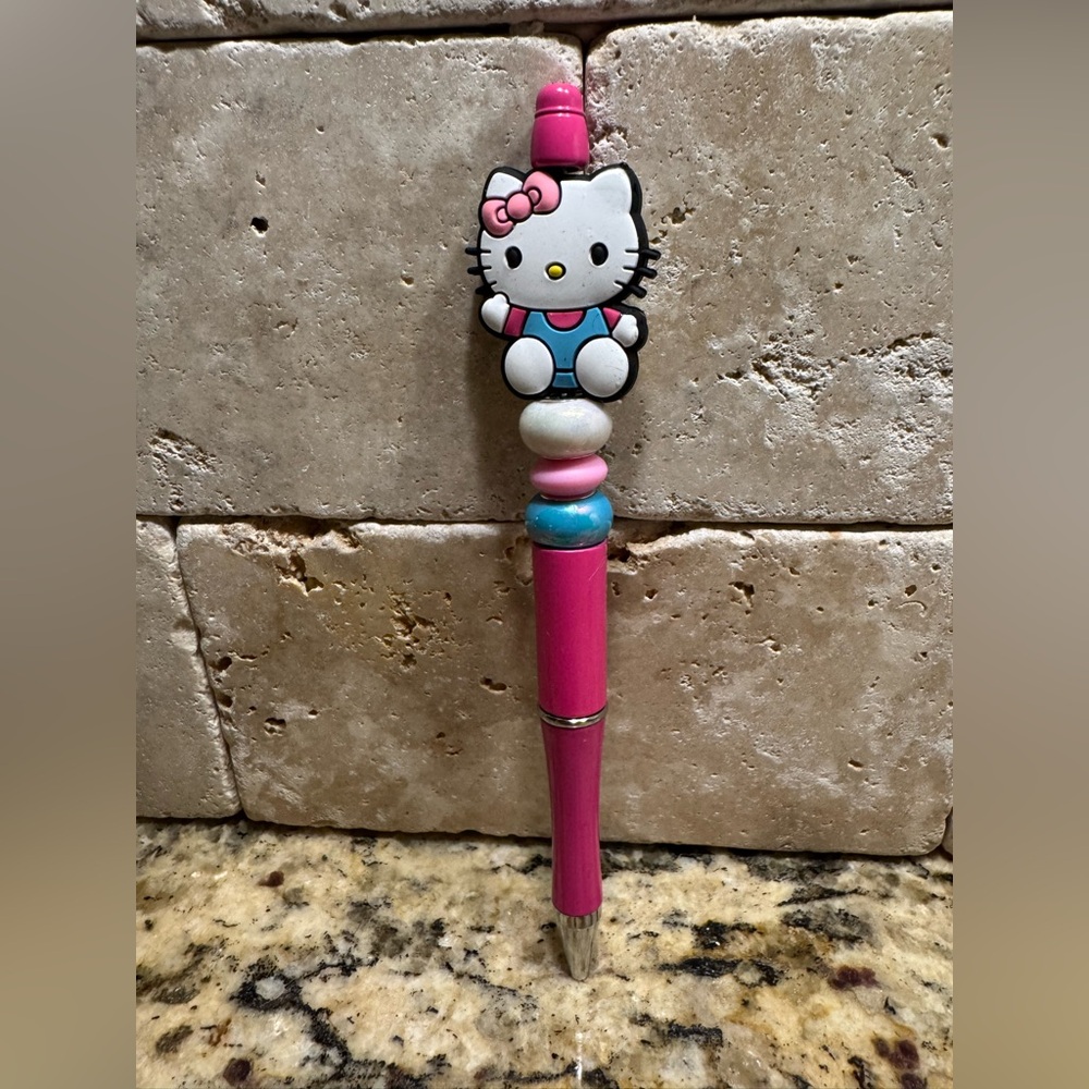 Hello Kitty Sanrio Handcrafted Pastel Beaded Pink Pen Stationery Gift